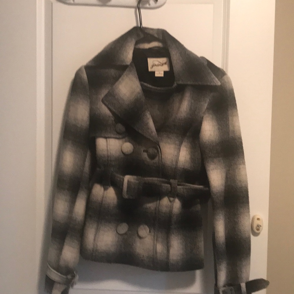 Gray and black wool coat
